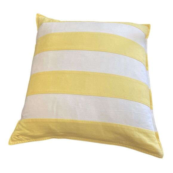 Lacoste Yellow Rugby Stripe Throw Pillow 18" Square Duck Down Feather Insert - Picture 6 of 7